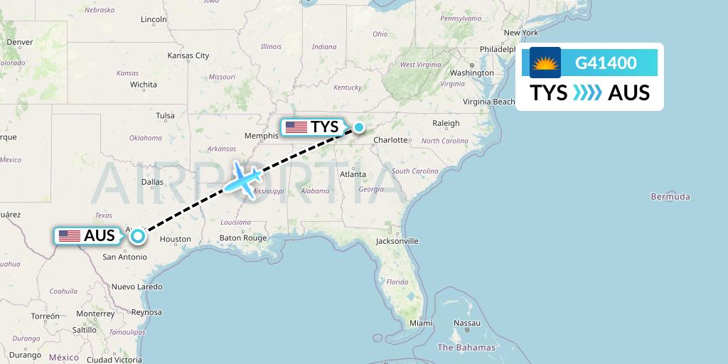 G41400 Allegiant Air Flight Map: Knoxville to Austin