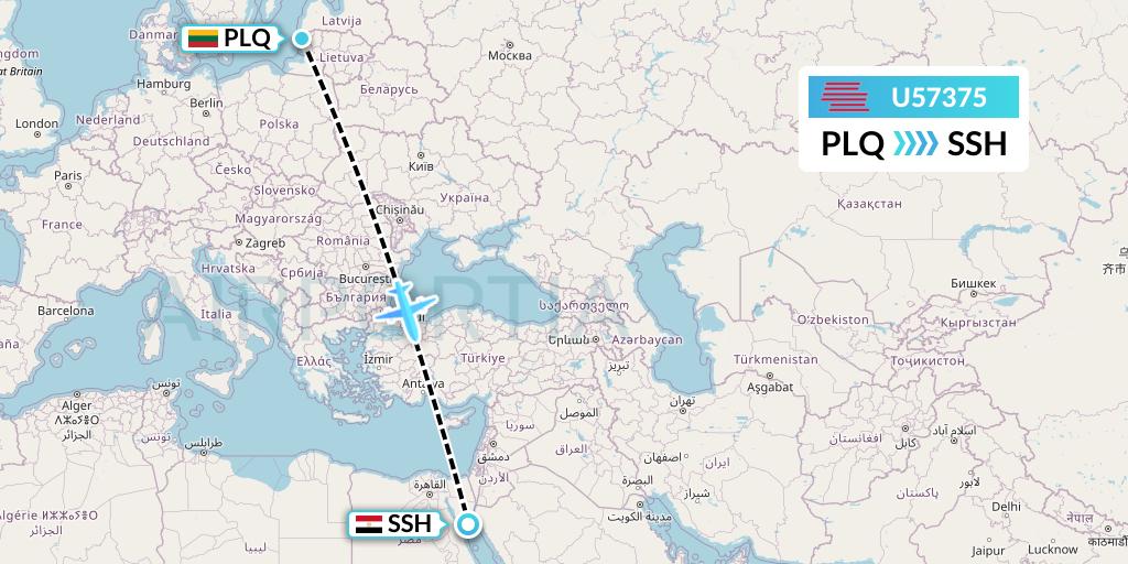 U57375 Karinou Airlines Flight Map: Palanga to Sharm el-Sheikh
