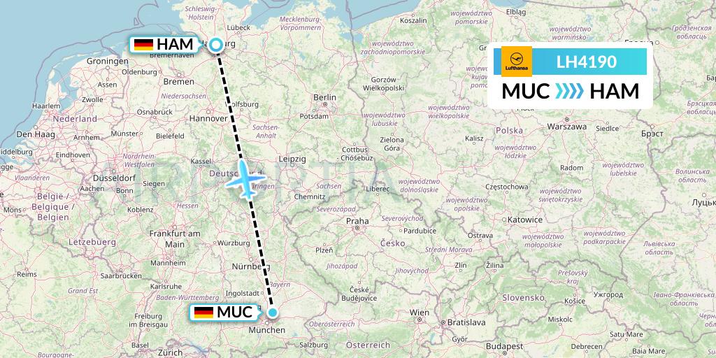 LH4190 Lufthansa Flight Map: Munich to Hamburg