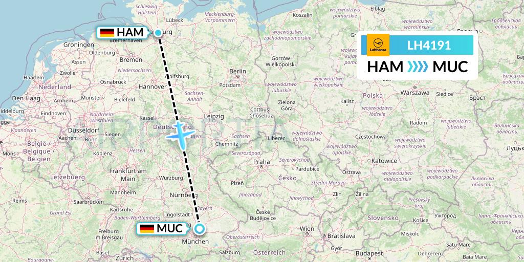 LH4191 Lufthansa Flight Map: Hamburg to Munich