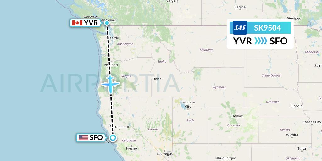 SK9504 SAS Flight Map: Vancouver to San Francisco