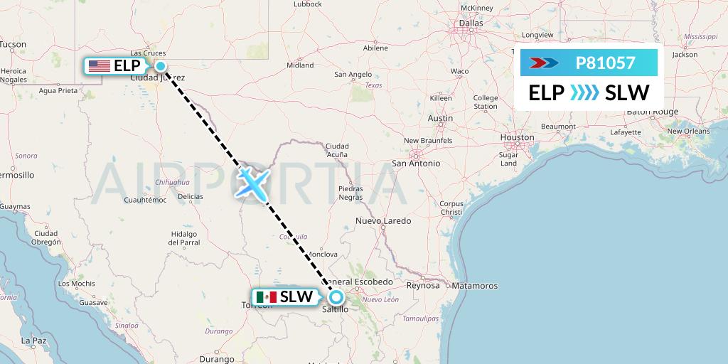 P81057 Sprint Air Flight Map: El Paso to Saltillo