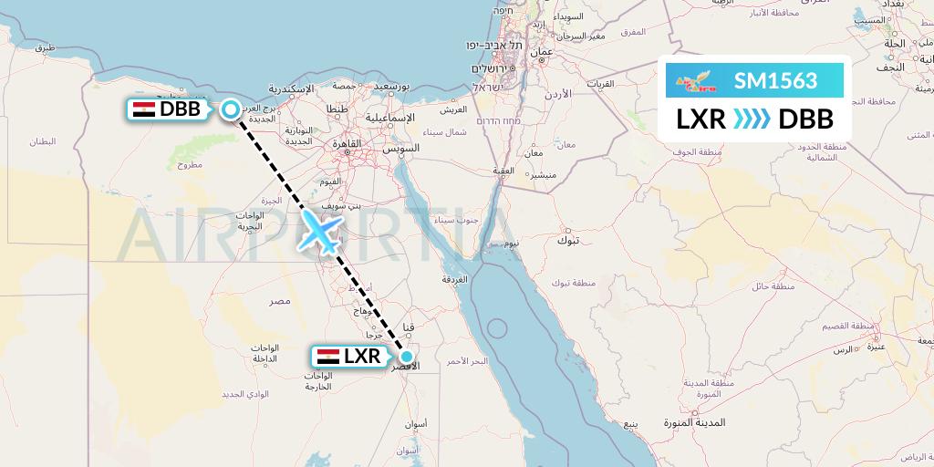SM1563 Air Cairo Flight Map: Luxor to El Alamein