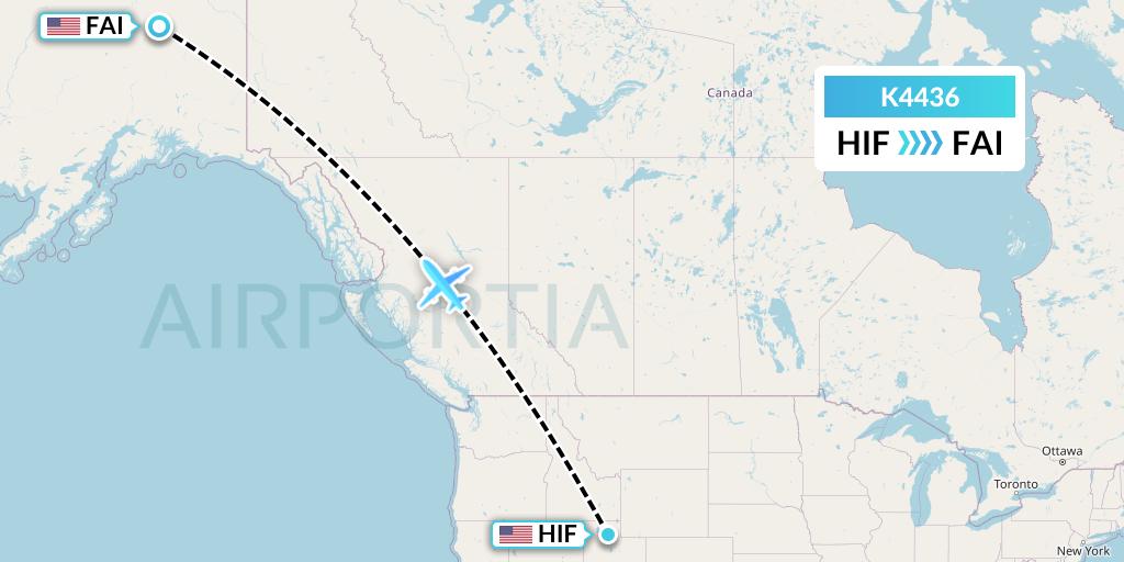 K4436 Kalitta Air Flight Map: Ogden to Fairbanks