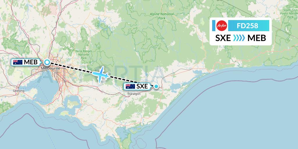 FD258 Thai AirAsia Flight Map: Sale to Essendon