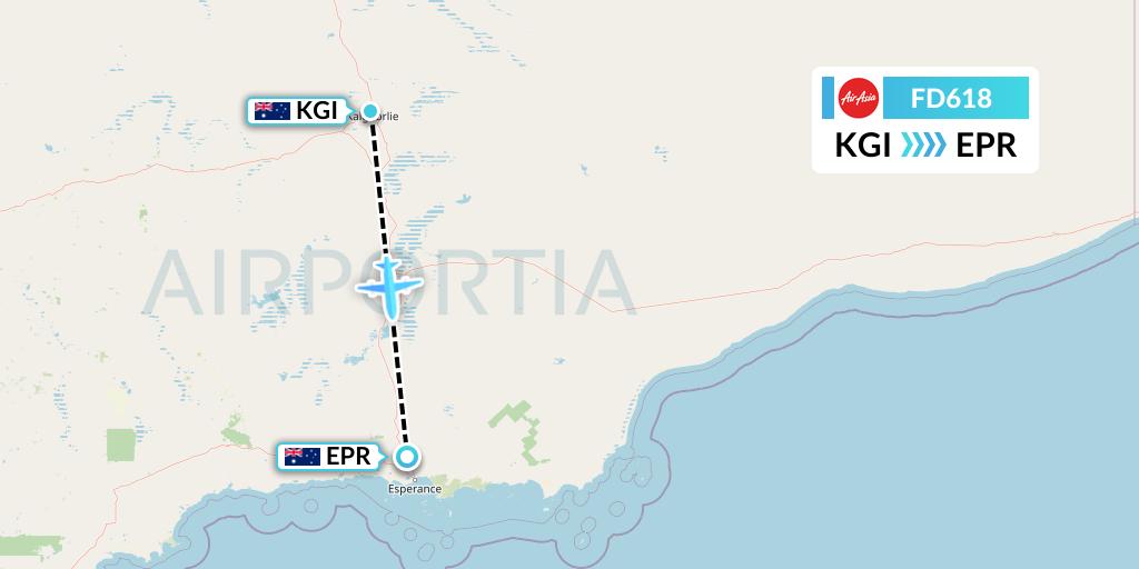 FD618 Thai AirAsia Flight Map: Kalgoorlie to Esperance