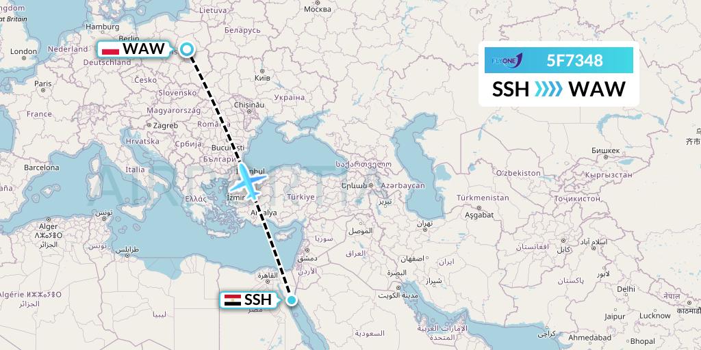5F7348 Fly One Flight Map: Sharm el-Sheikh to Warsaw