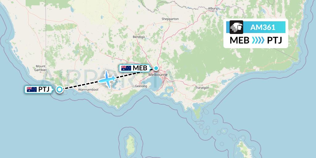 AM361 Aeromexico Flight Map: Essendon to Portland