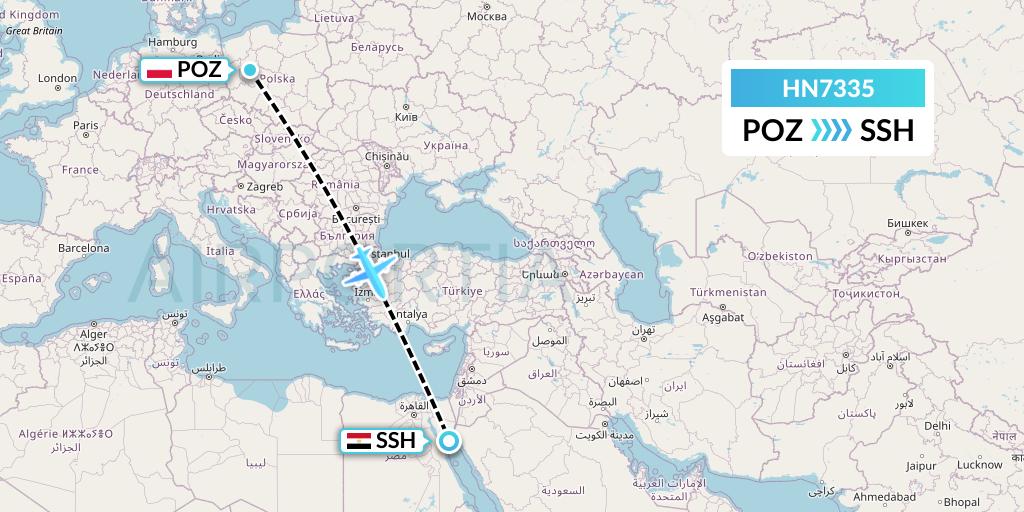 HN7335 Uab Heston Airlines Jsc Heston Airl Flight Map: Poznan to Sharm el-Sheikh