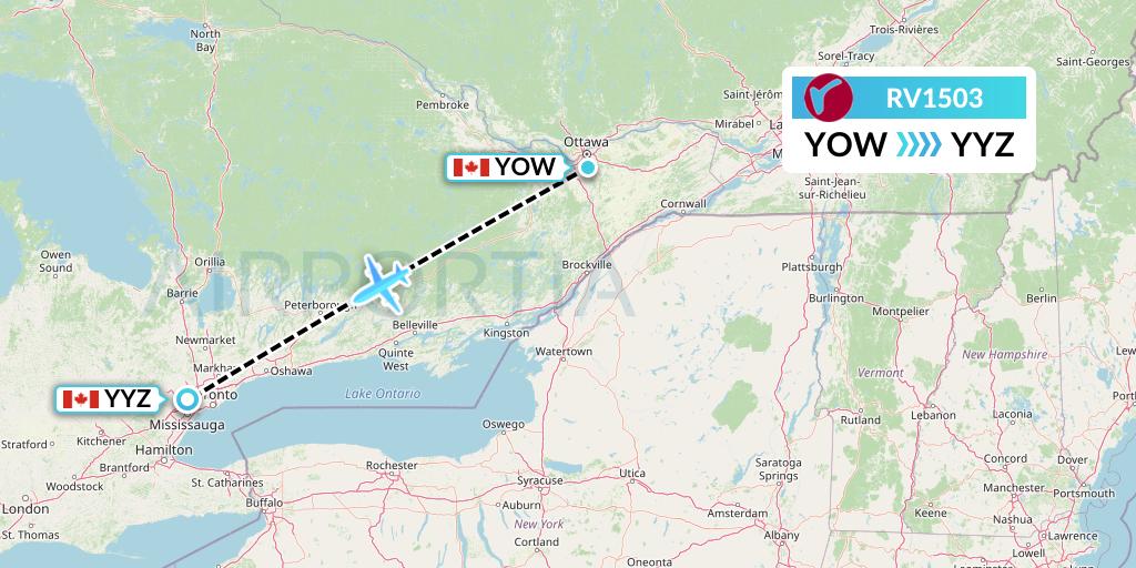 RV1503 Air Canada Rouge Flight Map: Ottawa to Toronto