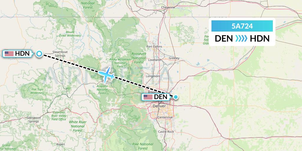 5A724 Alpine Air Express Flight Map: Denver to Hayden