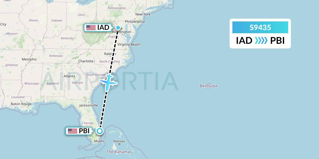 S9435 Flybig Flight Map: Washington to West Palm Beach