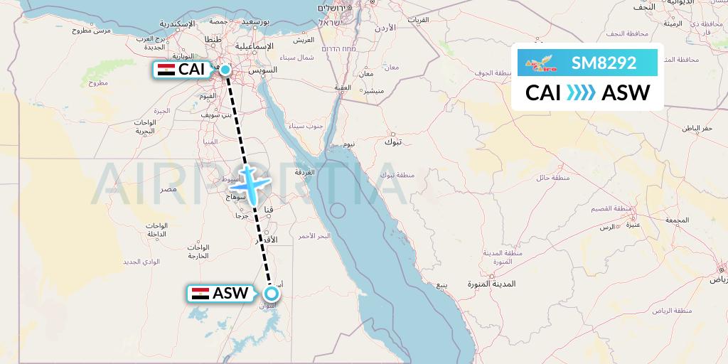 SM8292 Air Cairo Flight Map: Cairo to Aswan
