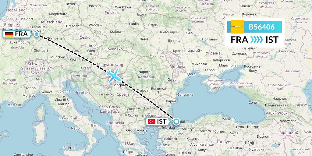 B56406 Fly SAX Flight Map: Frankfurt to Istanbul