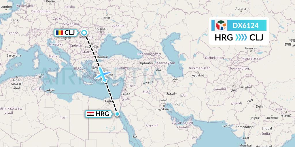 DX6124 Danish Air Transport Flight Map: Hurghada to Cluj-Napoca