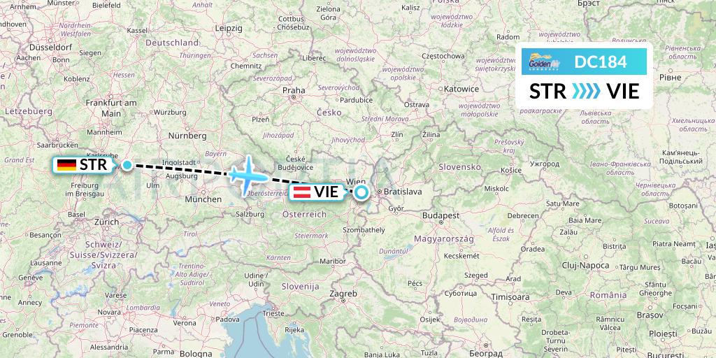 DC184 Braathens Regional Flight Map: Stuttgart to Vienna