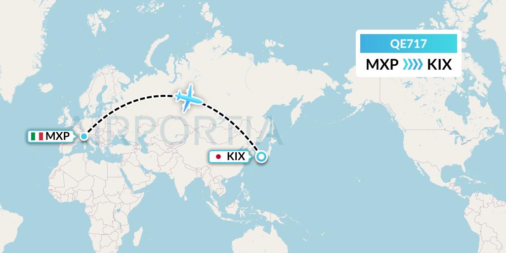 QE717 Air Moorea Flight Map: Milan to Osaka