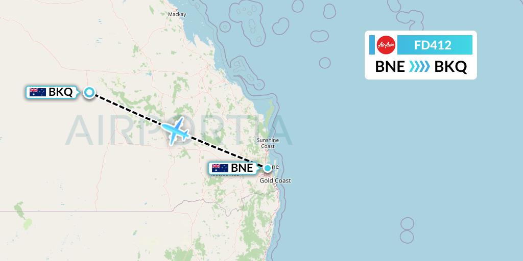 FD412 Thai AirAsia Flight Map: Brisbane to Blackall