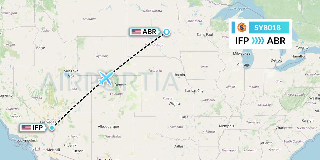SY8018 Sun Country Airlines Flight Map: Bullhead City to Aberdeen