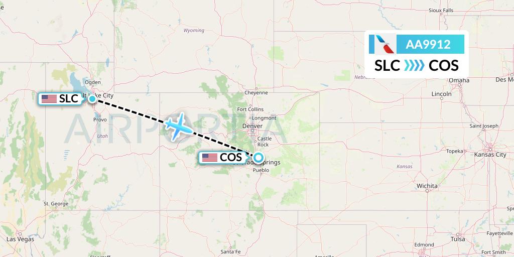 AA9912 American Airlines Flight Map: Salt Lake City to Colorado Springs