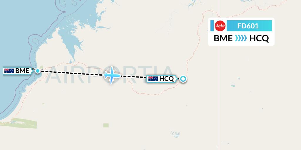 FD601 Thai AirAsia Flight Map: Broome to Australia