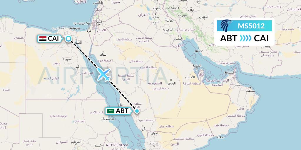 MS5012 EgyptAir Flight Map: Al-Baha to Cairo