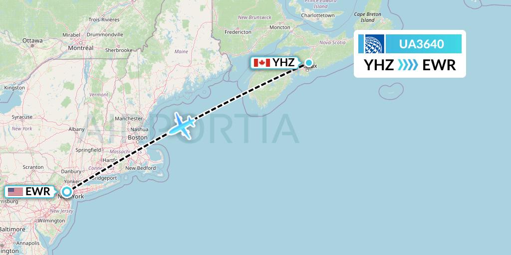 UA3640 United Airlines Flight Map: Halifax to New York