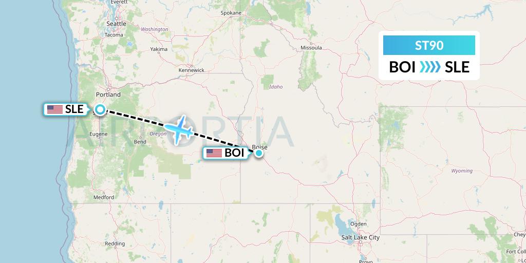ST90 Air Thanlwin Flight Map: Boise to Salem
