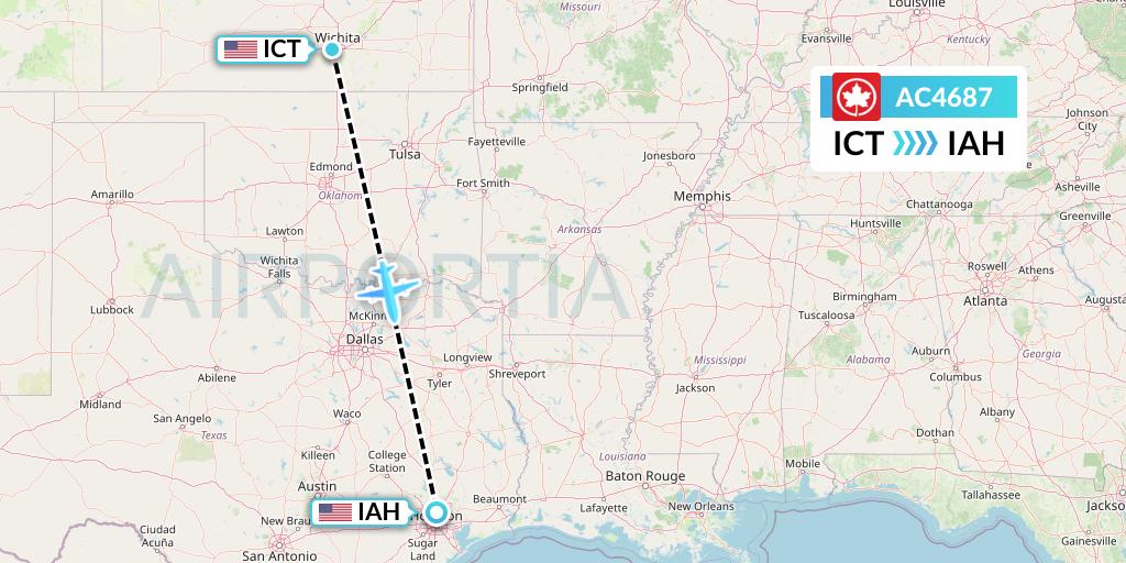 AC4687 Air Canada Flight Map: Wichita to Houston