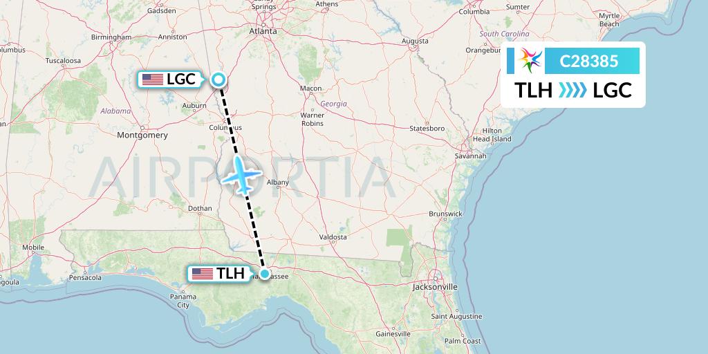 C28385 Ceiba Intercontinental Flight Map: Tallahassee to La Grange