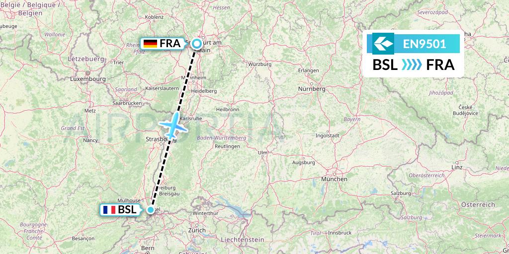 EN9501 Air Dolomiti Flight Map: Basel to Frankfurt