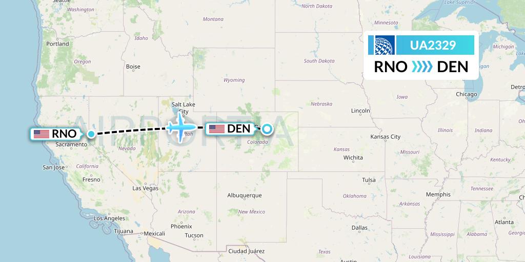 UA2329 United Airlines Flight Map: Reno to Denver