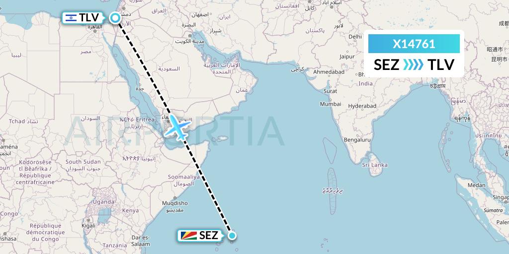 X14761 Nik Airways Flight Map: Victoria to Tel Aviv