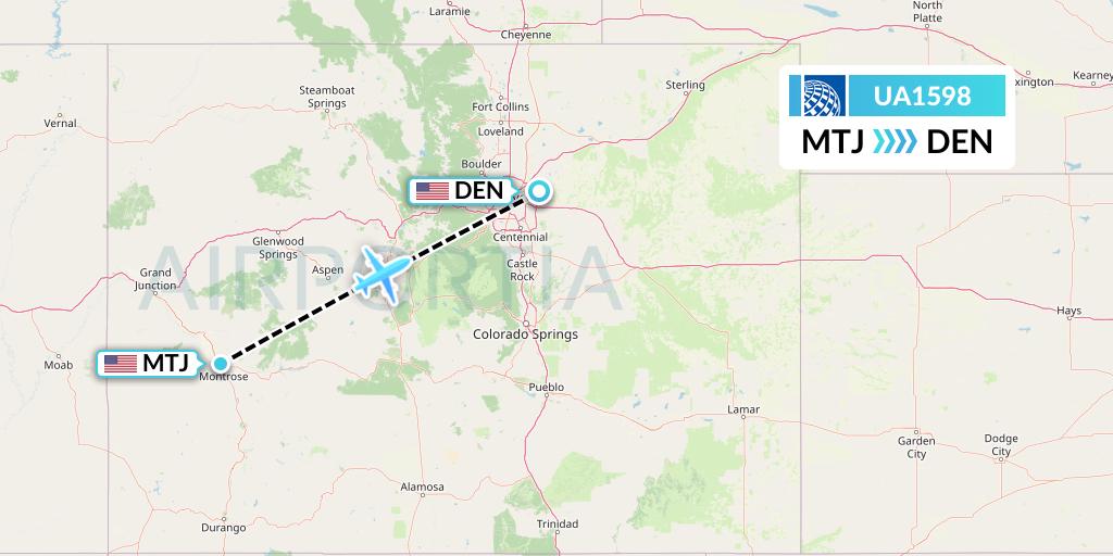 UA1598 United Airlines Flight Map: Montrose to Denver