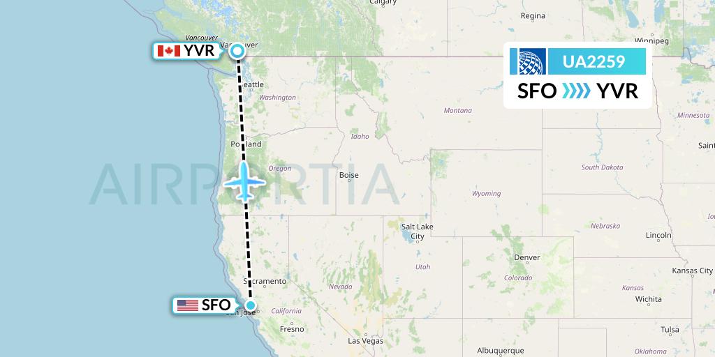 UA2259 United Airlines Flight Map: San Francisco to Vancouver