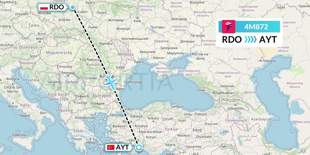 4M872 LATAM Airlines Argentina Flight Map: Radom to Antalya