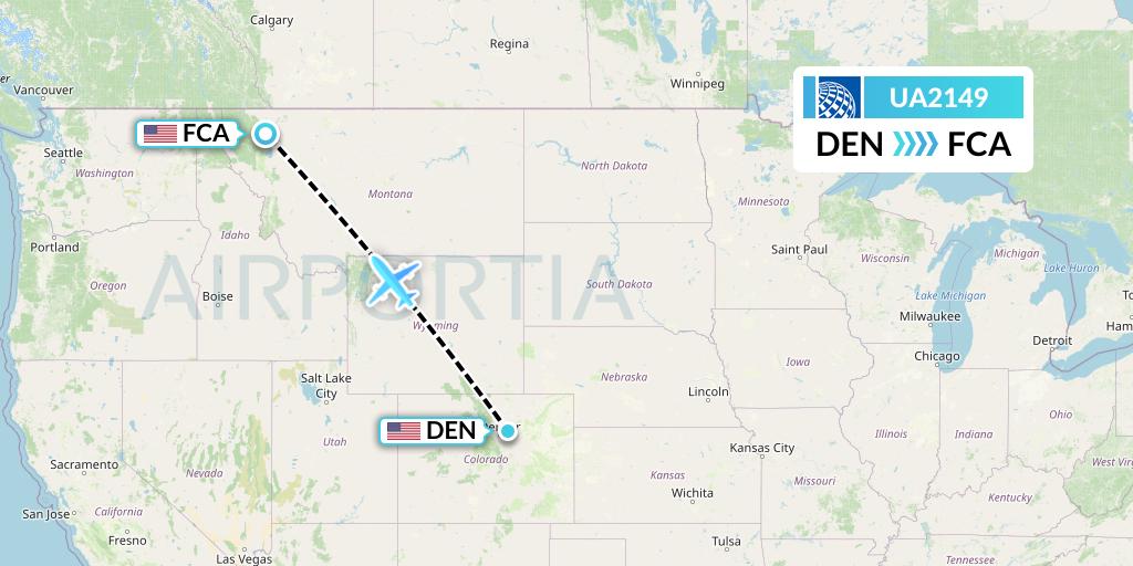 UA2149 United Airlines Flight Map: Denver to Kalispell