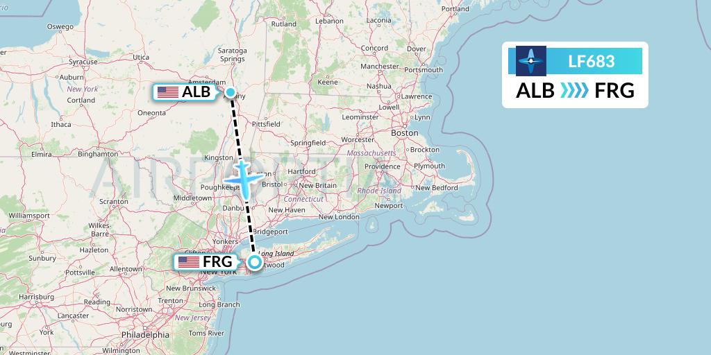 LF683 Corporate Flight Management Flight Map: Albany to Farmingdale