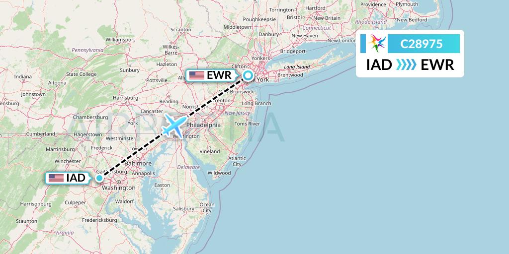 C28975 Ceiba Intercontinental Flight Map: Washington to New York