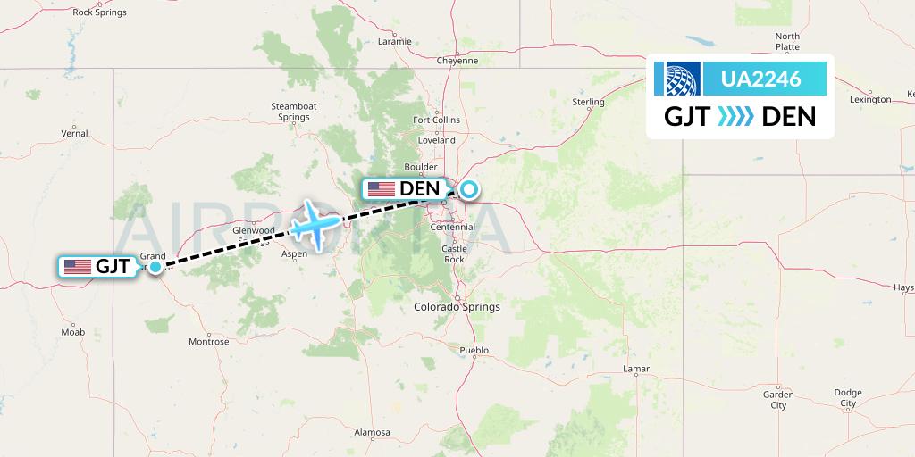 UA2246 United Airlines Flight Map: Grand Junction to Denver