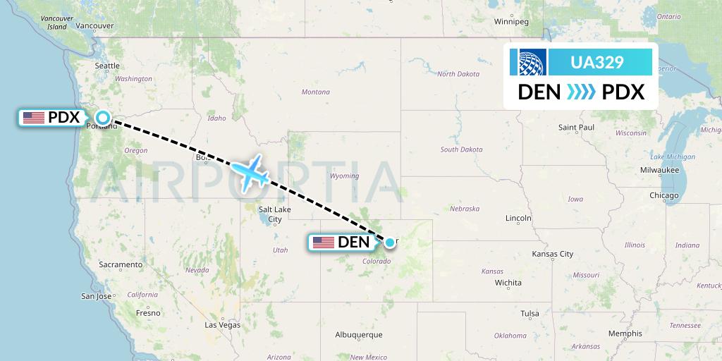 UA329 United Airlines Flight Map: Denver to Portland