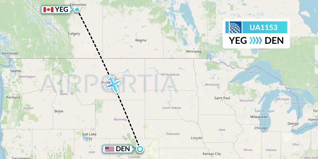 UA1153 United Airlines Flight Map: Edmonton to Denver