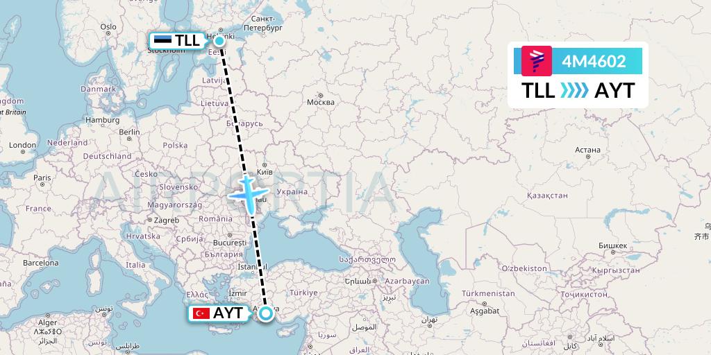 4M4602 LATAM Airlines Argentina Flight Map: Tallinn to Antalya