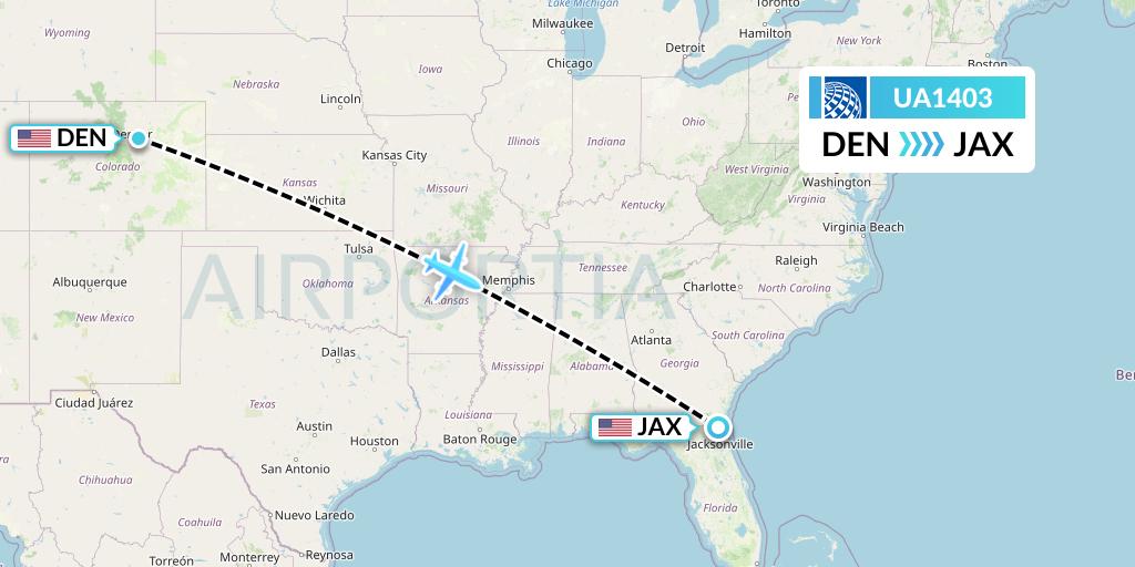 UA1403 United Airlines Flight Map: Denver to Jacksonville