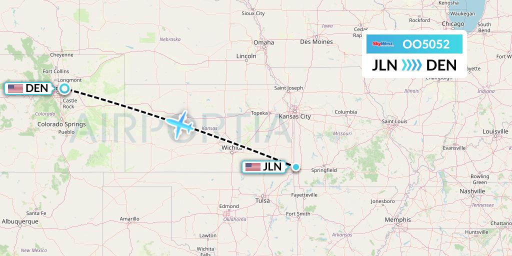 OO5052 SkyWest Airlines Flight Map: Joplin to Denver