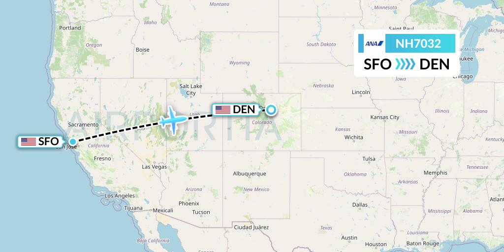 NH7032 All Nippon Airways Flight Map: San Francisco to Denver