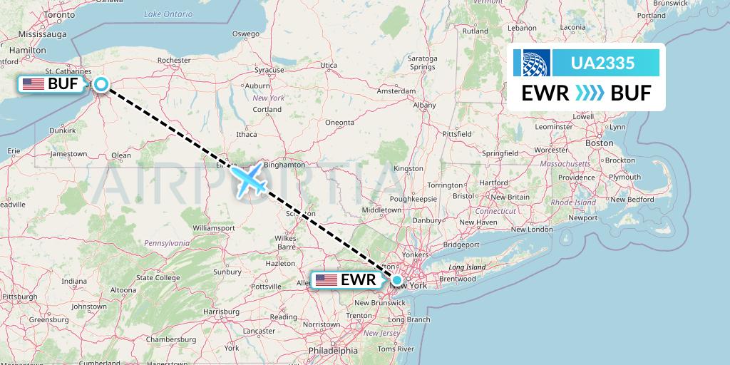 UA2335 United Airlines Flight Map: New York to Buffalo