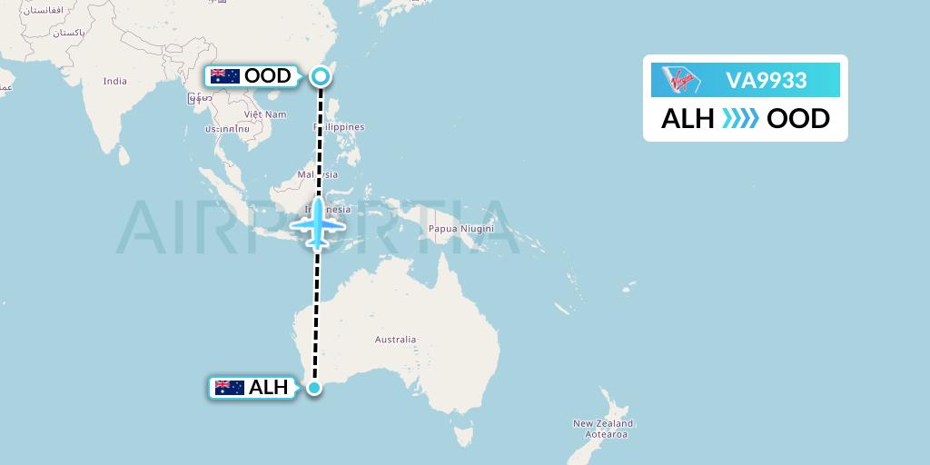 VA9933 Virgin Australia Flight Map: Albany to Newman