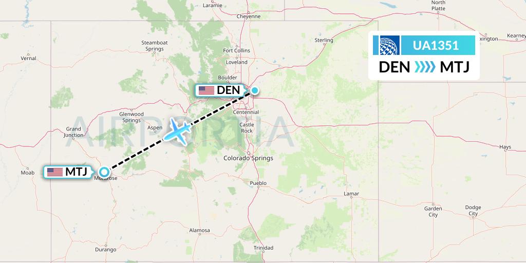 UA1351 United Airlines Flight Map: Denver to Montrose