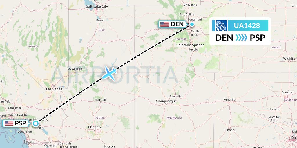 UA1428 United Airlines Flight Map: Denver to Palm Springs